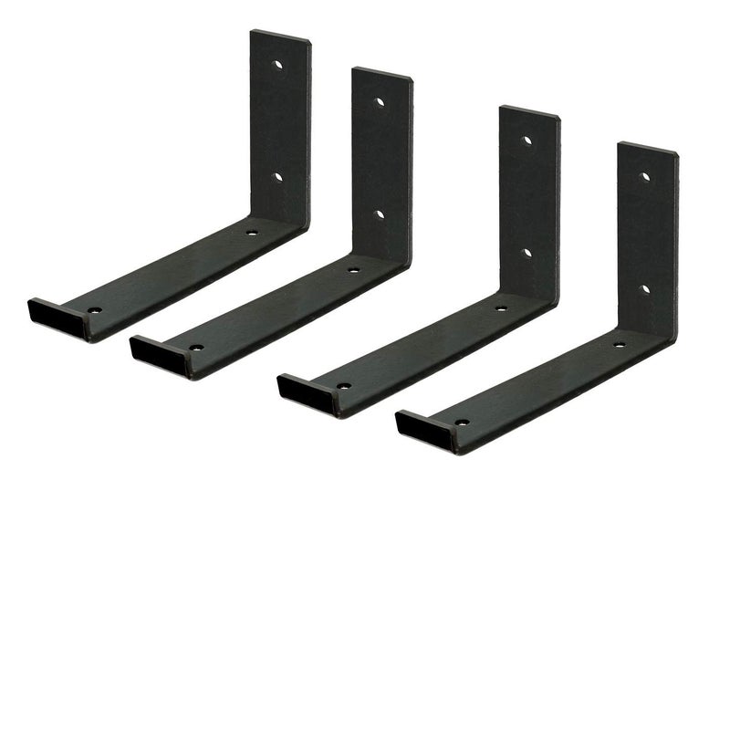 MY RUSTIC Shelf Brackets 10 inch for Shelves, Hook Iron Heavy Duty Shelf Brackets, J Bracket, Metal Shelf Bracket, Industrial Shelf Bracket, Modern Shelf Bracket (4 Pack) - Image 1